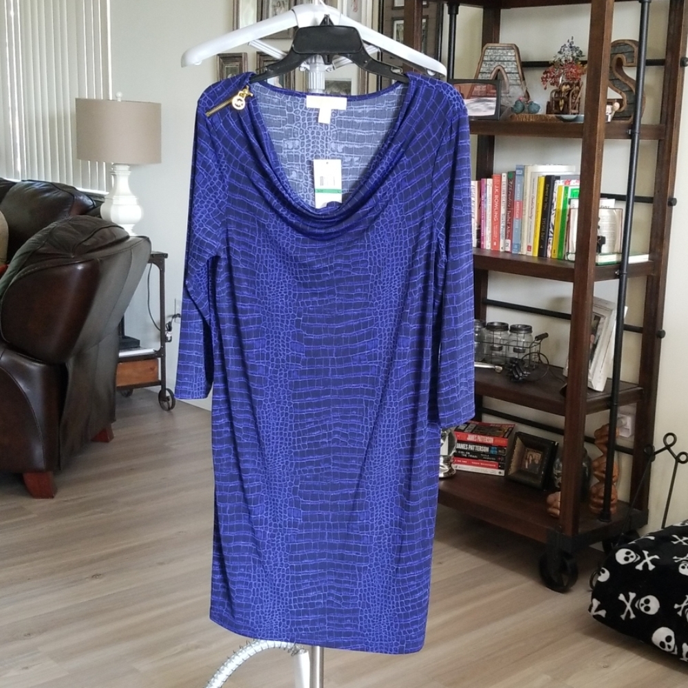 Michael Kors Cobalt Blue/Purple Gator Print Dress